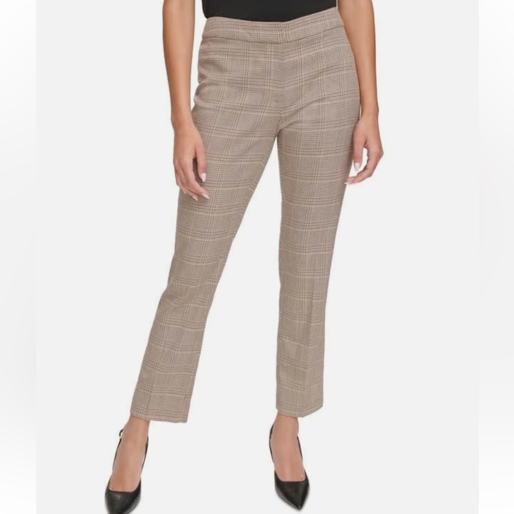 Calvin Klein Petite Slim Fit Plaid Ankle Trousers Sz 4P